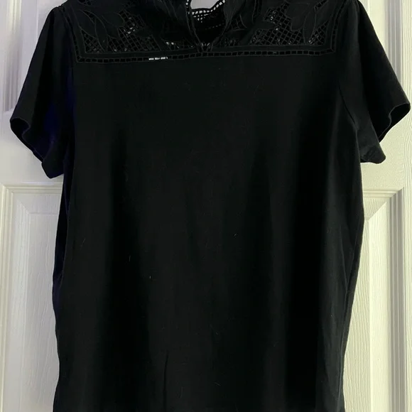 Maje Black Top With Lace Detail New W Tag Maje Size 3 🖤 - Picture 5 of 9